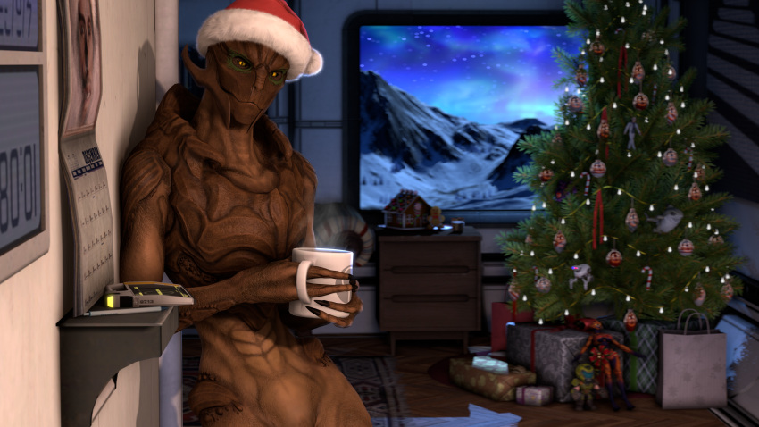 16:9 3d_(artwork) 4k absurd_res against_surface against_wall alien bodypaint calendar candy candy_cane christmas christmas_clothing christmas_headwear christmas_present christmas_tree chumtoad_(half-life) clothing commander_shepard container cup dessert digital_media_(artwork) doll doom_(series) doom_guy face_paint female fish food gingerbread_house gingerbread_man half-life hat hat_only headgear headgear_only headwear headwear_only hi_res holding_cup holding_object holidays id_software imp_(doom) inside leaning_on_wall looking_at_viewer machine marine mass_effect mekbot mklr mostly_nude nicia nude plant robot santa_hat scientist shark solo source_filmmaker standing tree turian video_games voui widescreen window yellow_eyes