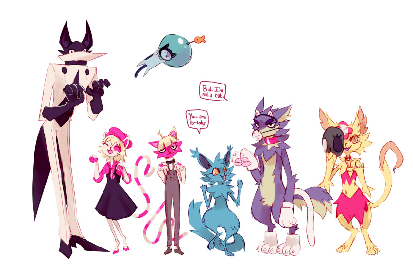 alice_(floraverse) ambiguous_gender anthro beleth_(floraverse) blonde_hair canid canine canis clothing domestic_cat dress felid feline felis female floraverse fur green_body green_fur group hair jacklyn_(floraverse) mammal niwapur0 papaya red_beleth_(floraverse) webcomic white_beleth_(floraverse) wolf yellow_body yellow_fur