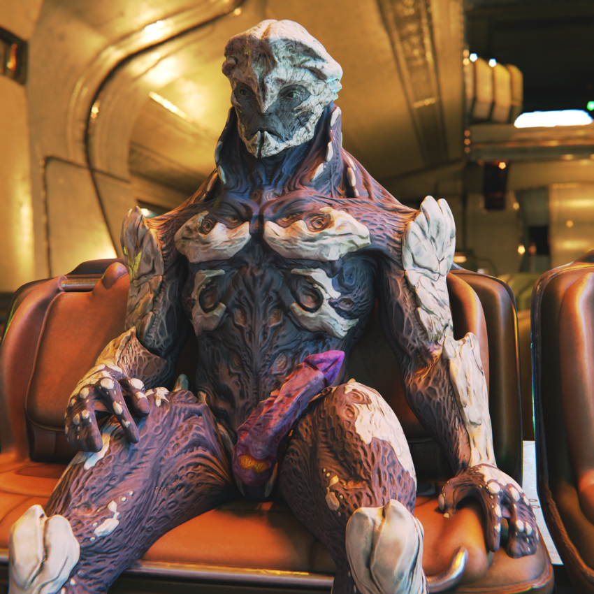 3d_(artwork) alien anthro digital_media_(artwork) erection genitals hi_res humanoid kett_(race) male mass_effect mass_effect:_andromeda mass_effect_andromeda not_furry nude penis purple_penis ralic_turman sitting solo video_games