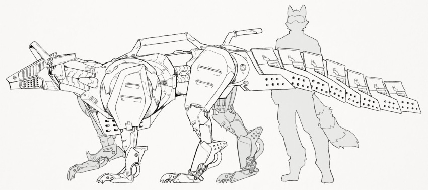 2020 ambiguous_gender anthro cheese_grater duo facial_markings feral head_markings luxury_gin machine mammal markings monochrome procyonid raccoon robot solo_focus tail_markings