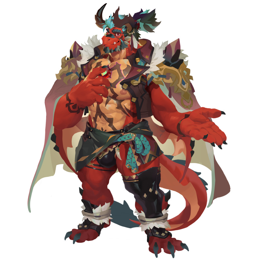 2021 alpha_channel another_eidos_of_dragon_vein_r anthro atmos_(anothereidos_r) barazoku bulge clothing dragon hi_res humanoid_hands kemono male muscular muscular_male nipples null-ghost red_body scalie simple_background solo transparent_background underwear