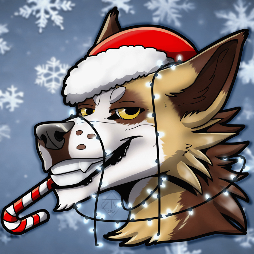 animated canid canine canis christmas domestic_dog feral hi_res holidays icon mammal newyear portrait wolf zhekathewolf ztw2023 ztw2024