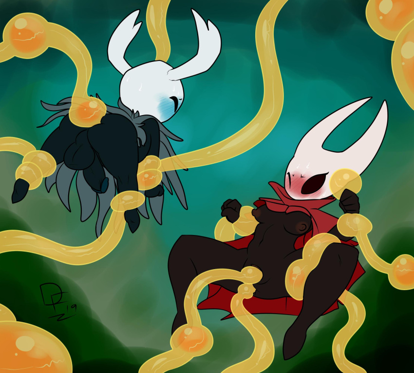 anthro de-flator duo female hi_res hollow_knight hollow_knight_(character) hornet_(hollow_knight) male team_cherry tentacles video_games