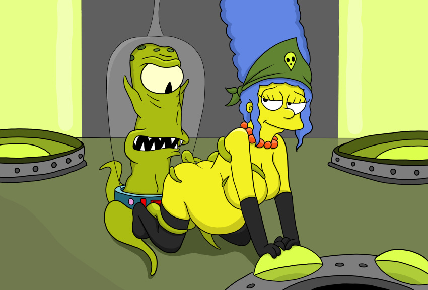abduction alien alien_abduction anal anal_penetration anthro big_breasts bodily_fluids breast_grab breasts cum cum_inflation dudleyiez duo female genital_fluids hand_on_breast hi_res inflation kodos looking_back looking_pleasured male male/female marge_simpson penetration pregnant tentacles the_simpsons vaginal vaginal_penetration