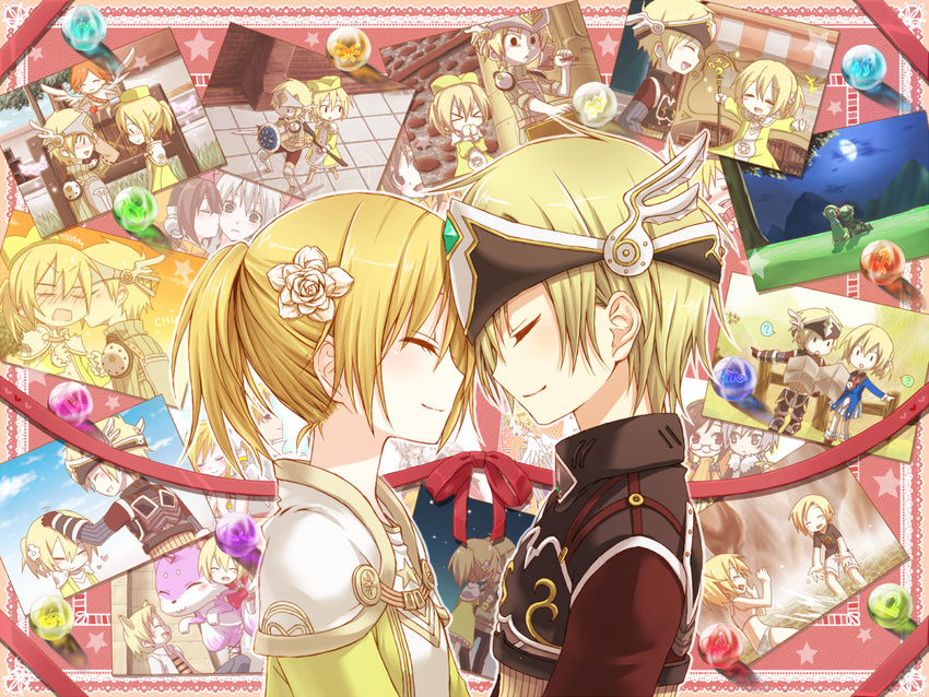 2girls blonde_hair blush character_request couple hetero kuu_(0427) lucent_heart multiple_boys multiple_girls ponytail