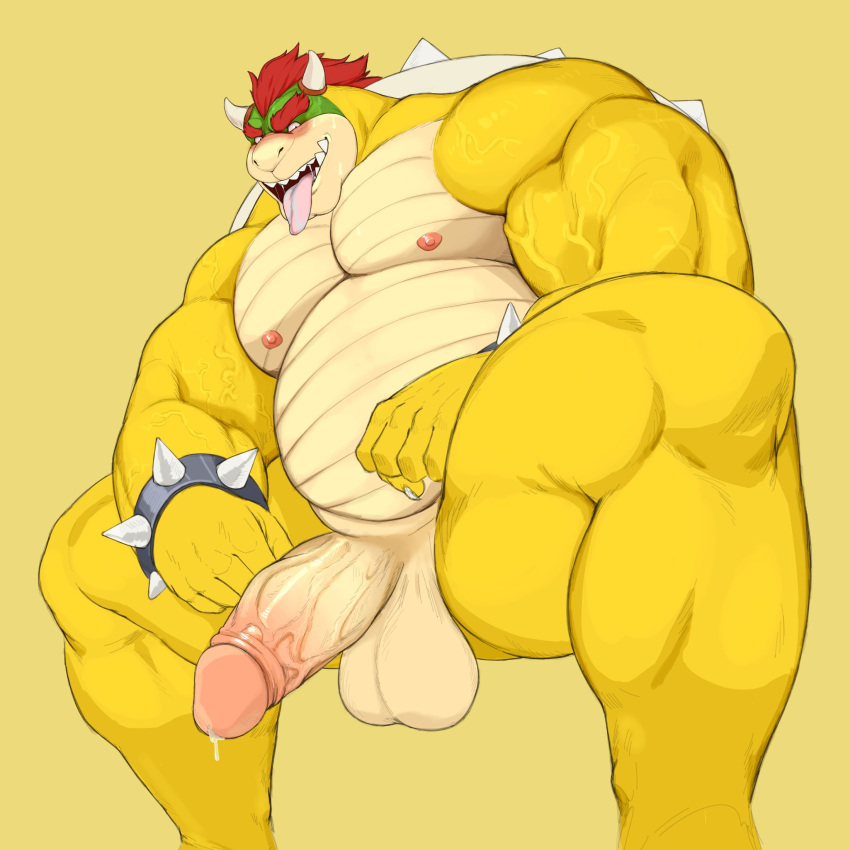 1:1 2022 anthro balls barazoku belly biceps big_balls big_belly big_muscles big_penis blush bodily_fluids bowser bracelet erection eyebrows genital_fluids genitals glans hair hi_res horn huge_muscles humanoid_genitalia humanoid_penis jewelry koopa looking_at_viewer male mario_bros musclegut muscular muscular_anthro muscular_male nintendo nipples non-mammal_balls non-mammal_nipples nude open_mouth open_smile overweight overweight_anthro overweight_male pecs penis precum scalie shell simple_background sitting smile solo spiked_bracelet spiked_shell spikes spikes_(anatomy) tan_background teeth thedragonred12 thick_penis thick_thighs tongue tongue_out vein veiny_muscles veiny_penis video_games