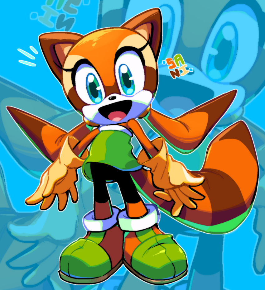 2021 5_fingers anthro clothing female fingers footwear gloves handwear hi_res mammal marine_the_raccoon open_mouth open_smile procyonid raccoon sanikink sega signature smile solo sonic_the_hedgehog_(series) tongue
