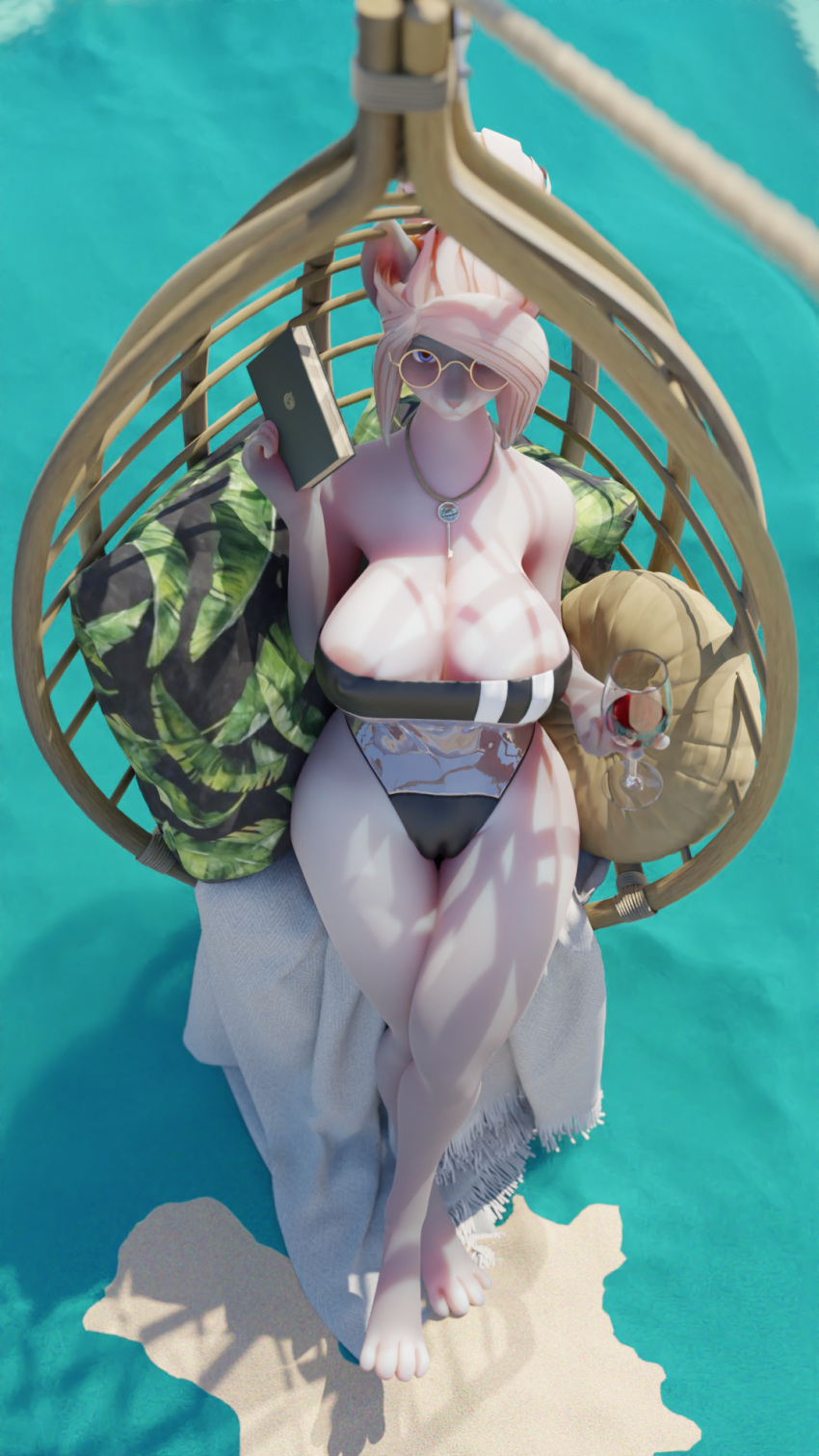 anthro areola big_areola big_breasts breasts chest_tuft clothing cloud felid female ghostoast gris_swimsuit hi_res huge_breasts humor leaning leaning_forward mammal meme meme_clothing one-piece_swimsuit solo swimwear thick_thighs translucent translucent_clothing translucent_swimwear tuft