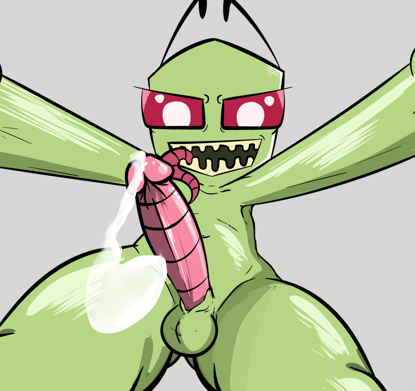 absurd_res alien alien_humanoid balls bodily_fluids dripping erection first_person_view genital_fluids genitals grabbing_viewer hi_res humanoid illegaleel invader_zim irken looking_at_viewer low-angle_view male nickelodeon nude precum precum_drip smile smiling_at_viewer solo tongue tongue_out worm's-eye_view zim