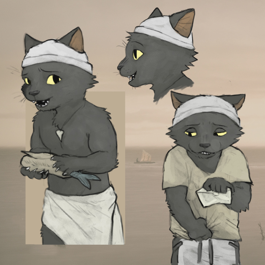 anthro beanie clothing domestic_cat elias_(the_house) expressions felid feline felis fur glitter_trap_boy hat headgear headwear hi_res male mammal muscular shirtless solo the_house_(netflix)