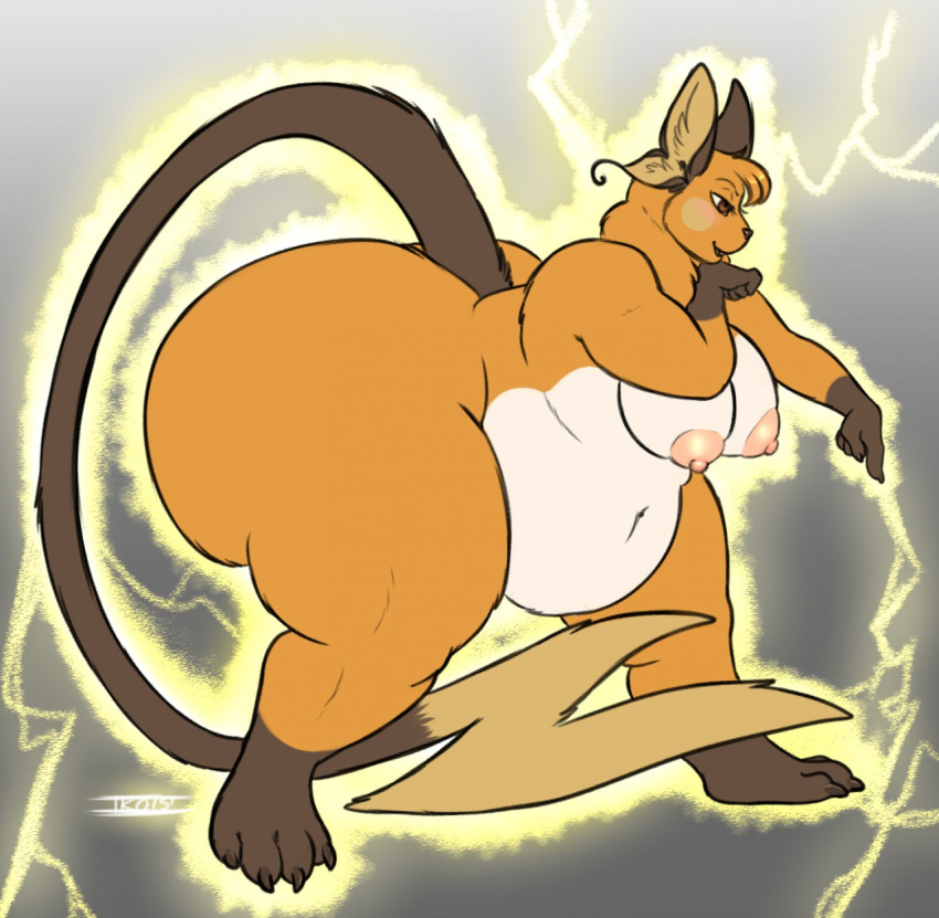 anthro belly big_butt breasts butt cocoa_(cheesecaker) electricity fan_character female fur hair hi_res huge_butt iko mammal nintendo nipples nude obese obese_anthro obese_female overweight overweight_anthro overweight_female pok&eacute;mon pok&eacute;mon_(species) raichu rodent simple_background solo thick_thighs video_games yellow_body yellow_fur