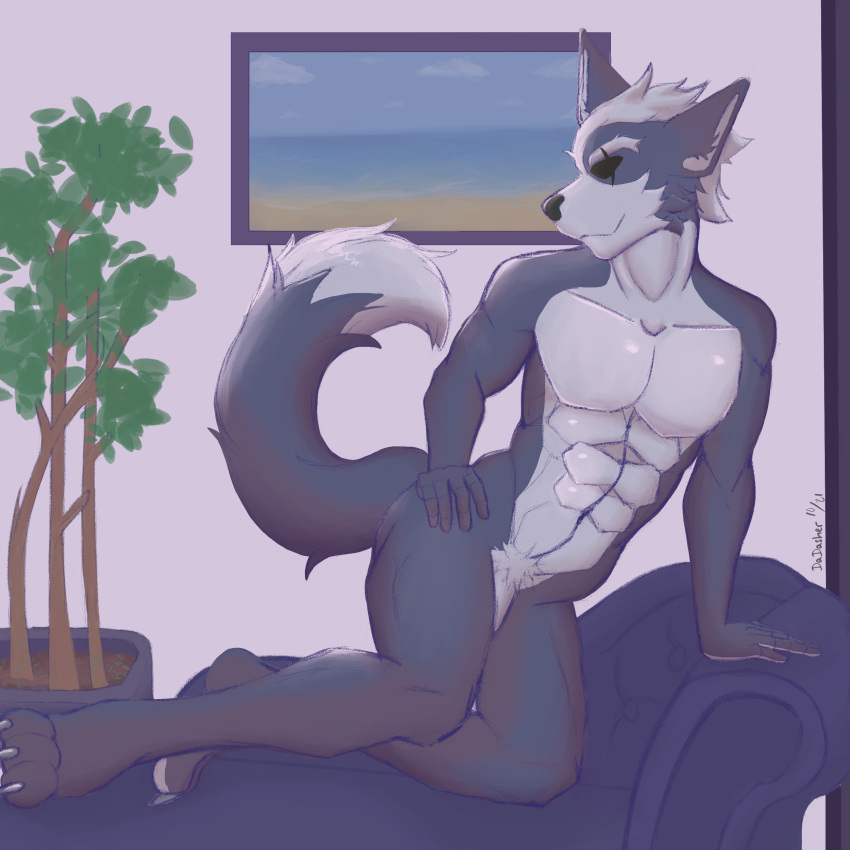 absurd_res anthro canid canine canis dadasher eye_patch eyewear hi_res invalid_tag male male/male mammal muscular muscular_male nintendo odonnell pinup pose solo star_fox video_games wolf wolf_o'donnell
