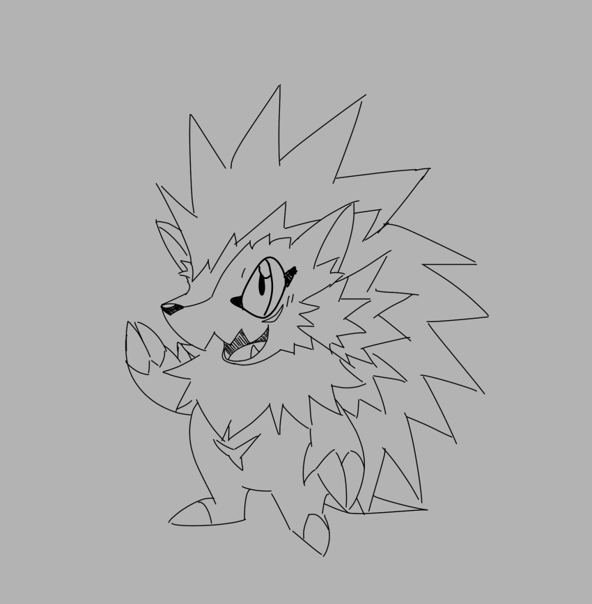 anthro bandai_namco chibi claws digimon ginryuumaru herissmon hi_res line_art male mammal porcupine quills rodent solo standing