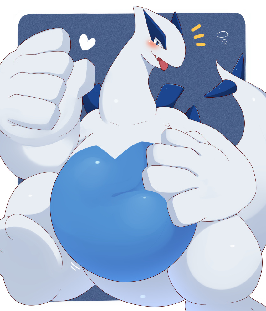 &lt;3 2022 5_fingers absurd_res ai_only_dream belly belly_squish blue_belly blue_body blue_tail blush emanata feet fingers front_view hand_on_stomach hi_res legendary_pok&eacute;mon looking_at_viewer lugia multicolored_body nintendo nude open_mouth pok&eacute;mon pok&eacute;mon_(species) soles solo squish tongue two_tone_body two_tone_tail video_games