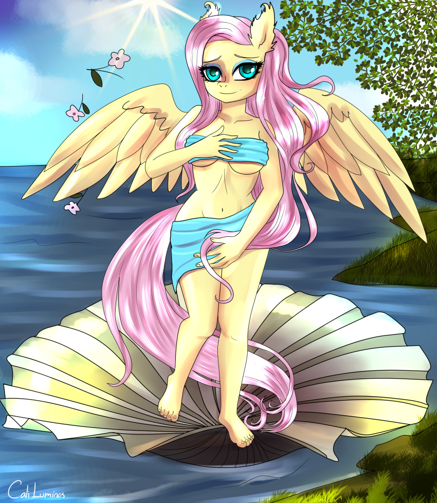 absurd_res anthro artist_name:caliluminos body botticelli brony character_name:fluttershy equid equine female hasbro hi_res horse invalid_tag mammal mature_(disambiguation) my_little_pony nsfw pegasus pony solo venus_(disambiguation) wings wrap