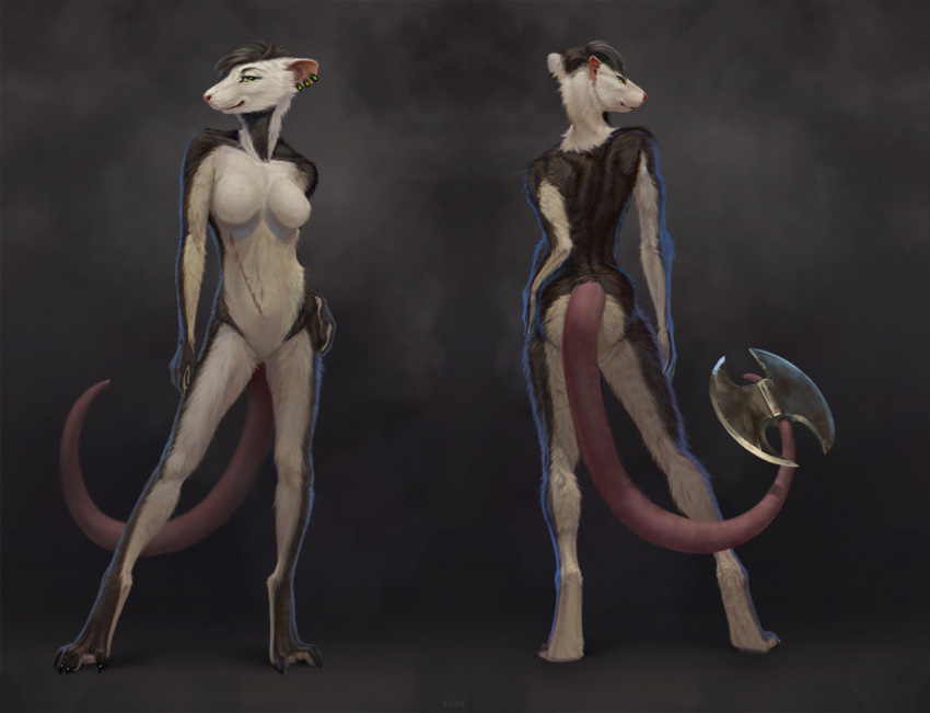 anthro armor conditional_dnp female latex_(artist) mammal model_sheet mouse murid murine rat rodent solo warrior