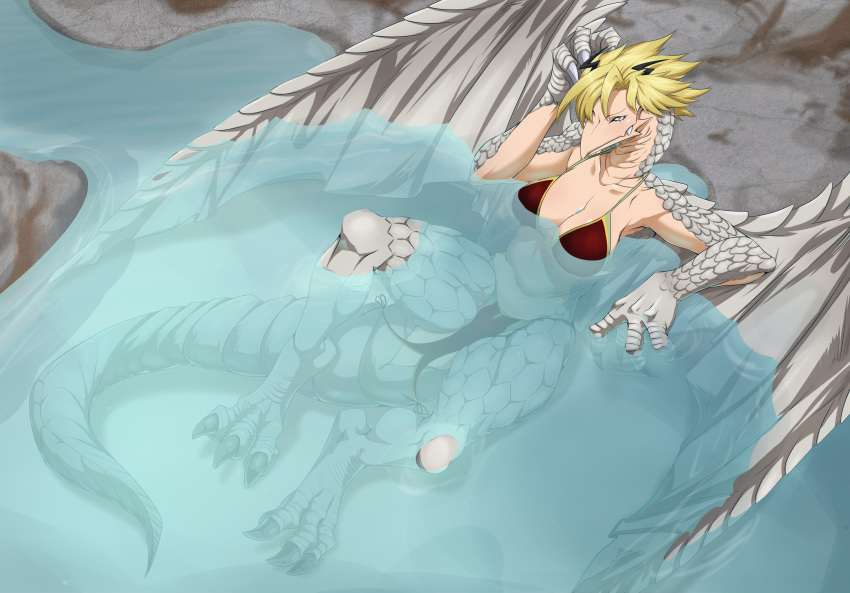 absurdres anime anime_coloring bikini blonde_hair boku_no_hero_academia claws dragon_girl highres ryuko_tatsuma scales swimsuit wings