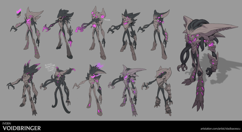 1boy character_name concept_art english_text full_body grey_background highres ivern league_of_legends official_alternate_costume open_mouth pink_eyes simple_background spot_color vladbacescu web_address
