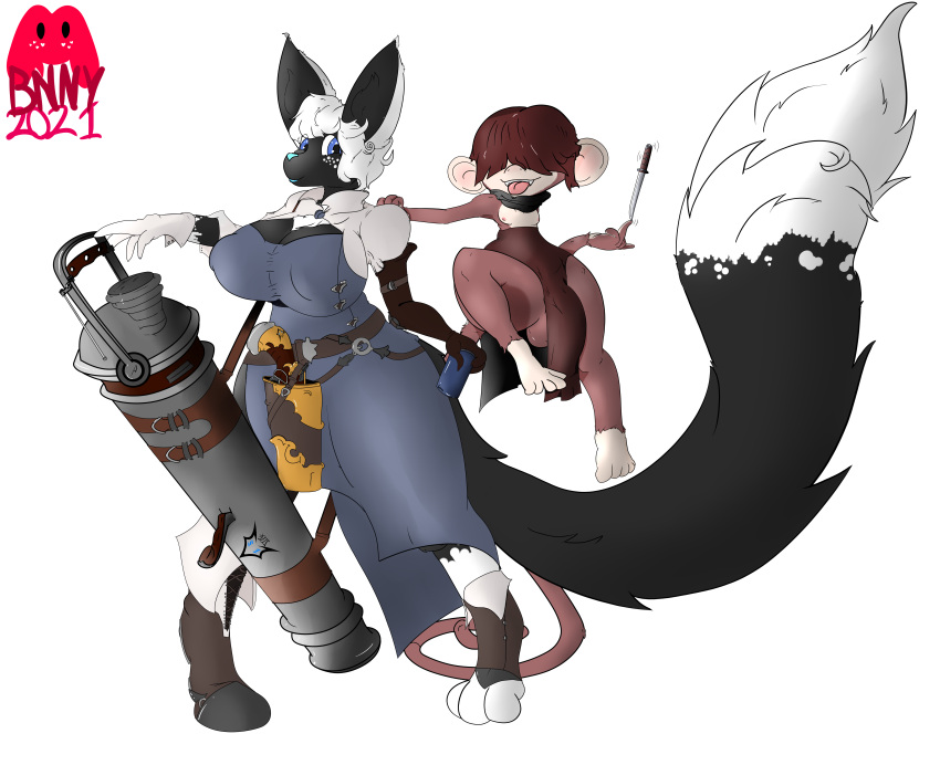 absurd_res alpha_channel anthro canid canine cannon digitigrade dungeons_and_dragons duo fantasy female fox gun handgun haplorhine hasbro hi_res knife male mammal monkey pistol primate ranged_weapon sfw succubusbnny thick_thighs weapon wizards_of_the_coast
