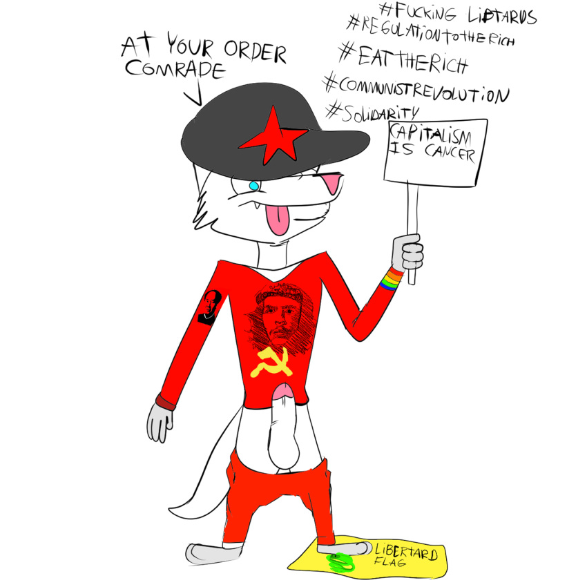 anthro balls che_guevara communism erection genitals hi_res lgbt_pride libertarian libertarian_flag male male/male mao_zedong penis politics pride_colors rainbow_flag rainbow_pride_flag rainbow_symbol solo unknown_artist