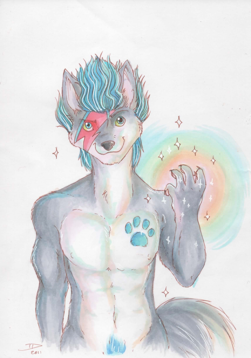absurd_res anthro canid canine canis david_bowie_(artist) garnetto hi_res male mammal nightwind solo wolf