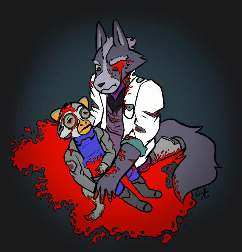 algy blood bodily_fluids bruised canid canine canis crash crying death end eyes fatal fox gore hi_res invalid_tag mammal nintendo sad star star_fox tears video_games wolf wolf_o'donnell