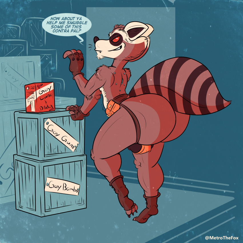 absurd_res anthro big_butt bulge butt guardians_of_the_galaxy hi_res huge_butt hyper hyper_butt male mammal marvel metrothefox procyonid raccoon rocket_raccoon solo