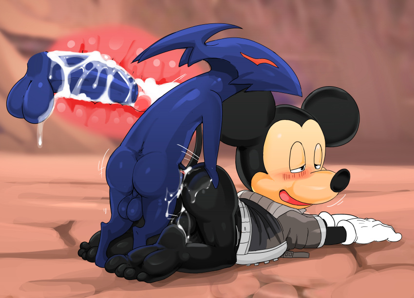 absurd_res anal anal_penetration anthro balls balls_deep barefoot blush bodily_fluids bottomless butt clothed clothed/nude clothing cum cum_in_ass cum_inside disney duo feet feral flood_(kingdom_hearts) from_behind_position genital_fluids genitals hi_res internal interspecies kingdom_hearts leaking_cum looking_pleasured lying male male/male mammal mickey_mouse mouse murid murine nude on_ground partially_clothed penetration redemption3445 rodent sex square_enix unversed video_games