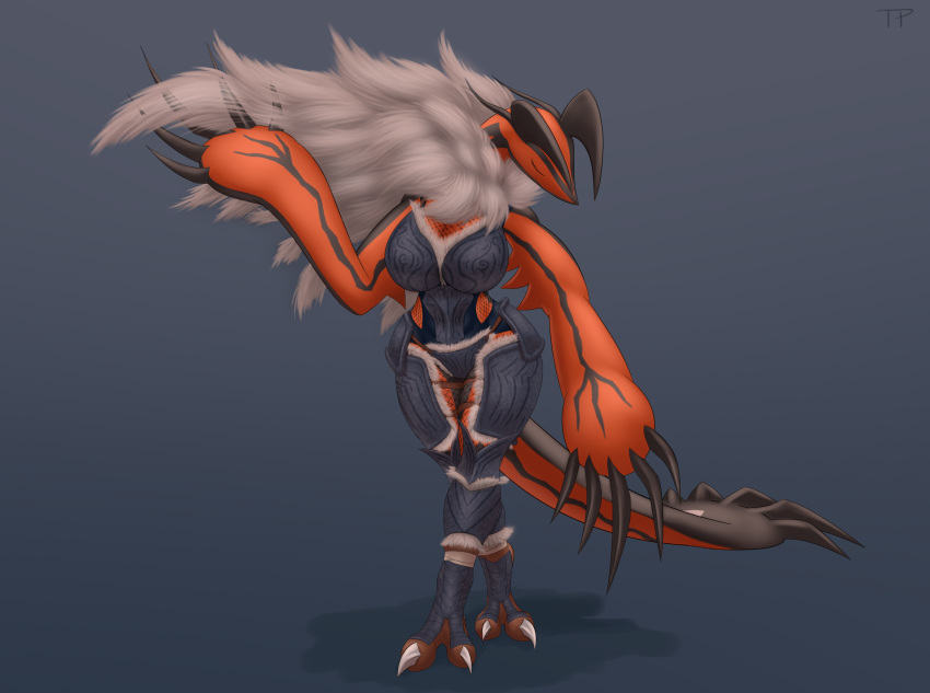 absurd_res anthro armor breasts claws clothed clothing female fur hi_res horn legendary_pok&eacute;mon nintendo pok&eacute;mon pok&eacute;mon_(species) solo testowepiwko video_games yveltal