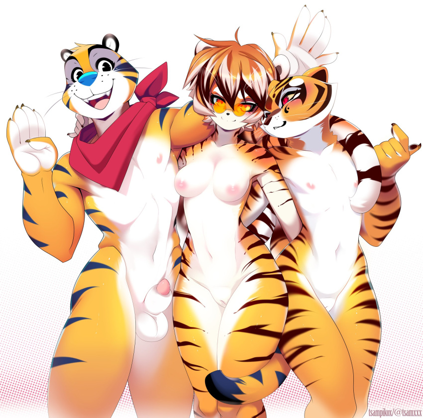 2022 anthro arknights black_body breasts dreamworks eyewear eyewear_only felid female flat_chested frosted_flakes fur genitals glasses glasses_only group hair hi_res hypergryph kellogg's kung_fu_panda male mammal mascot master_tigress mostly_nude multicolored_body multicolored_fur multicolored_hair nipples nude orange_body orange_fur orange_hair pantherine penis portrait pussy red_eyes scarf scarf_only small_breasts stripes studio_montagne three-quarter_portrait tiger tony_the_tiger tsampikos video_games waaifu_(arknights) white_body white_fur white_hair