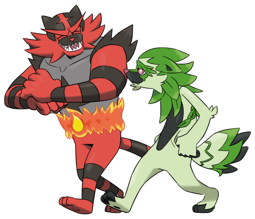 alpha_channel ambiguous_gender biped black_body black_fur eyes_closed fak&eacute;mon fire fur green_body green_fur grey_body grey_fur incineroar joeadok leaf leaf_hair nintendo plant plant_hair pok&eacute;mon pok&eacute;mon_(species) pseudo_hair red_body red_eyes red_fur sharp_teeth simple_background striped_body striped_fur stripes teeth tongue transparent_background video_games