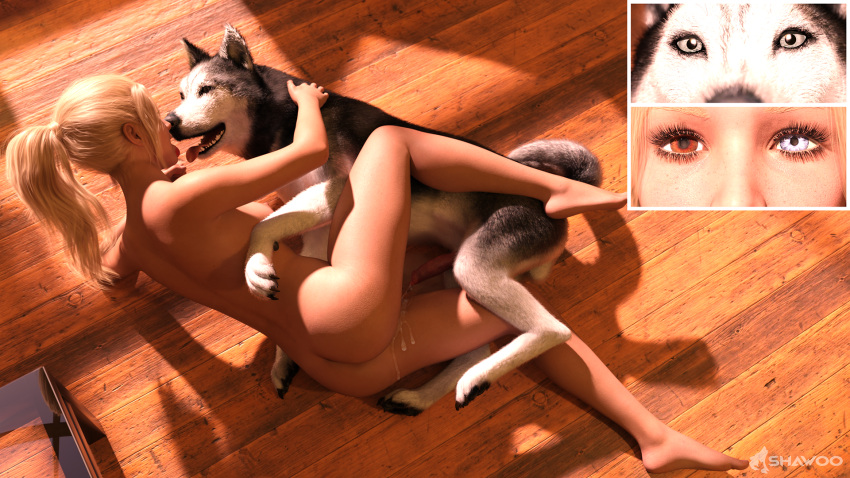 after_sex animal_genitalia animal_penis bestiality bodily_fluids body_swap canid canine canine_penis canis chase_(askim_shepherd) conditional_dnp cum cum_in_pussy cum_inside domestic_dog duo female feral genital_fluids genitals heterochromia hi_res human husky male male/female mammal nordic_sled_dog penis sam_(shawoo) shawoo soul_play spitz teenager wood_floor young