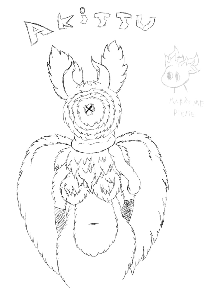 1_eye akittu_(character) angel animal_humanoid anthro black_body black_fur breasts circle_eyes clothing digital_media_(artwork) english_text feathered_wings feathers featureless_breasts female fluffy fluffy_breasts fluffy_chest fluffy_ears fluffy_wings fur gloves_(marking) hi_res horn humanoid hybrid lagomorph lagomorph_humanoid leporid leporid_humanoid lilya_nida mammal mammal_humanoid markings mostly_nude multicolored_body multicolored_fur navel neck_tuft nidorina nintendo pok&eacute;mon pok&eacute;mon_(species) pupils rabbit rabbit_ears rabbit_humanoid scalie scarf scarf_only simple_background solo strange_eyes text topwear tuft two_tone_body two_tone_fur unusual_face unusual_pupils video_games white_body white_fur wings x_eye x_eyes