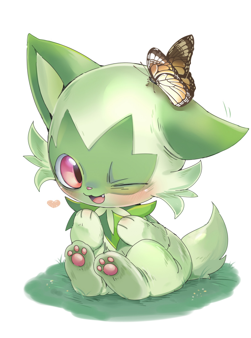 &lt;3 ambiguous_gender arthropod butterfly duo feral generation_9_pokemon hi_res insect lepidopteran maomao31 nintendo pawpads pokemon pokemon_(species) sprigatito