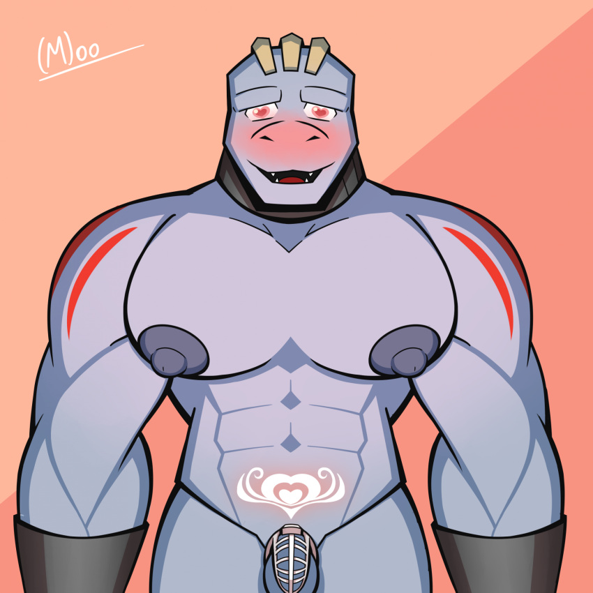 big_breasts big_nipples blush breasts chastity_cage chastity_device collar digital_media_(artwork) generation_1_pokemon genitals heart_(marking) heart_eyes heart_symbol hi_res humanoid machoke male mind_break mind_control muscular muscular_humanoid muscular_male nintendo nipples nude penis pokemon pokemon_(species) simple_background slave smile solo torito_moo womb_tattoo