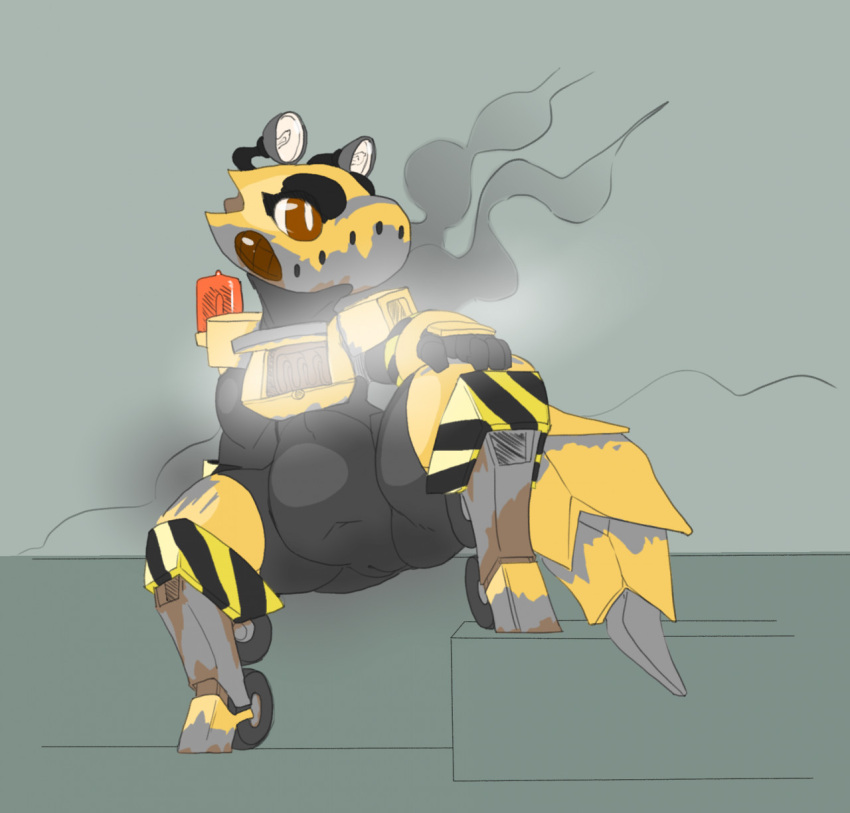 abby_(enceladusnek) android butt clunker engine exhaust exhaust_smoke facesitting female giik hi_res industrial latex lizard machine metal metallic_body reptile robot rust scalie sitting_on_another steam tail thick_tail thick_thighs wide_hips yellow_body