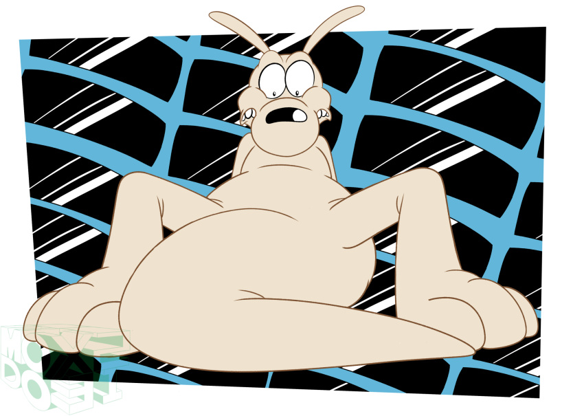3_toes anthro digital_media_(artwork) embarrassed enm featureless_crotch feet full_frontal hi_res looking_at_crotch macropod male mammal marsupial nickelodeon nude null rocko's_modern_life rocko_rama simple_background solo spread_legs spreading toes wallaby x231_(artist)