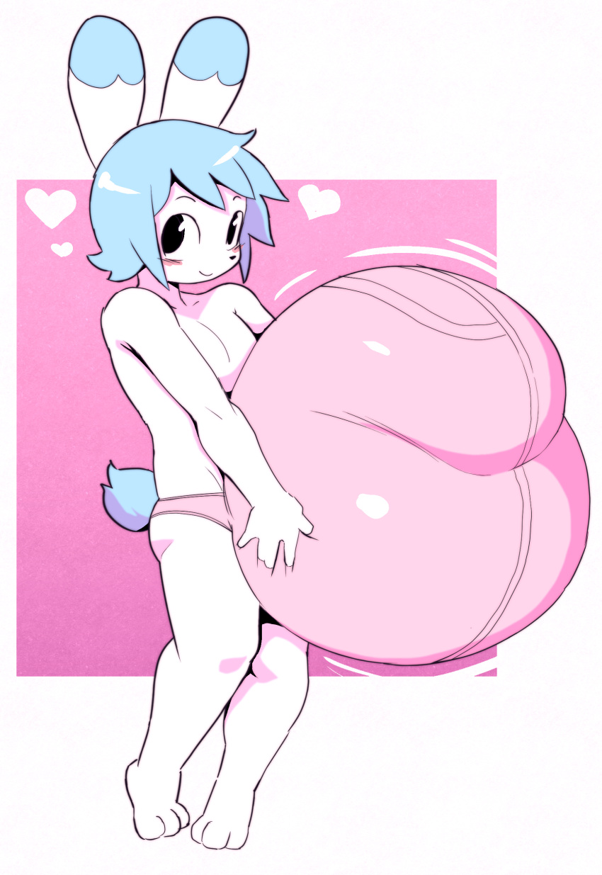 &lt;3 absurd_res angstrom anthro balls balls_outline big_balls big_bulge big_penis black_eyes blue_hair blush bulge clothing dipstick_ears flaccid genital_outline genitals hair hand_on_bulge hi_res holding_bulge huge_balls huge_bulge huge_penis hyper hyper_balls hyper_bulge hyper_genitalia hyper_penis lagomorph leporid looking_at_viewer male mammal marco_(angstrom) multicolored_ears penis penis_outline rabbit small_but_hung smile solo underwear white_body young