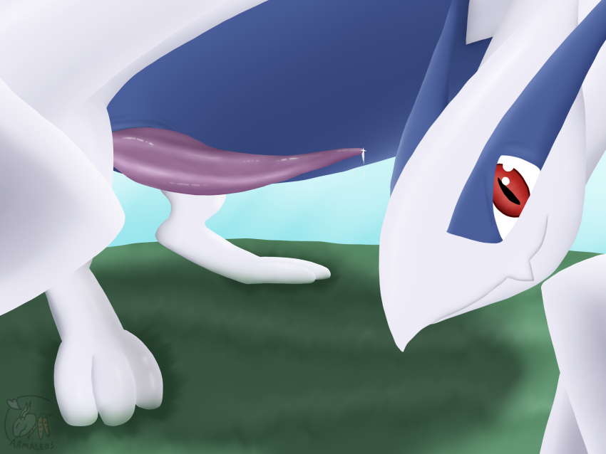 armaleos bodily_fluids erection genital_fluids genitals hi_res legendary_pok&eacute;mon lugia male nintendo penis pok&eacute;mon pok&eacute;mon_(species) precum tapering_penis video_games