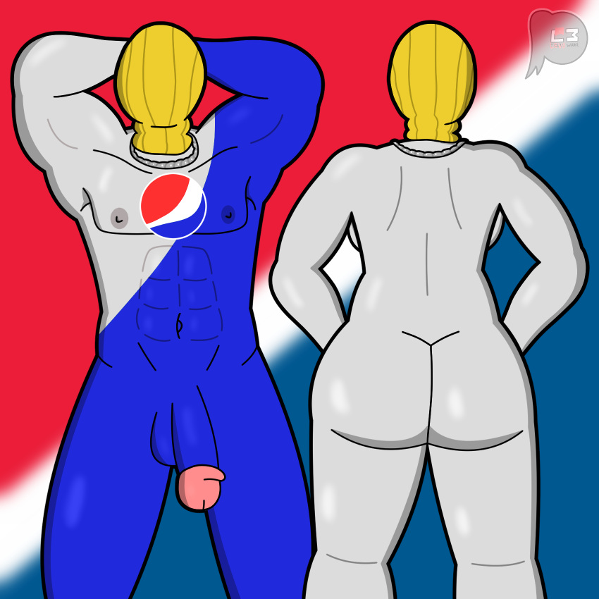 2022 abs balaclava balls breasts butt chain_necklace digital_drawing_(artwork) digital_media_(artwork) duo female genitals hi_res humanoid jewelry male male/female mask muscular muscular_male necklace neckwear nipples not_furry nude penis pepsi pepsiman_(character) pepsiwoman_(character) shaded signature