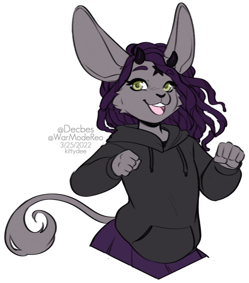 2022 alpha_channel anthro clothed clothing digital_media_(artwork) female green_eyes hair hi_res kittydee lagomorph leporid mammal purple_hair rabbit simple_background smile transparent_background