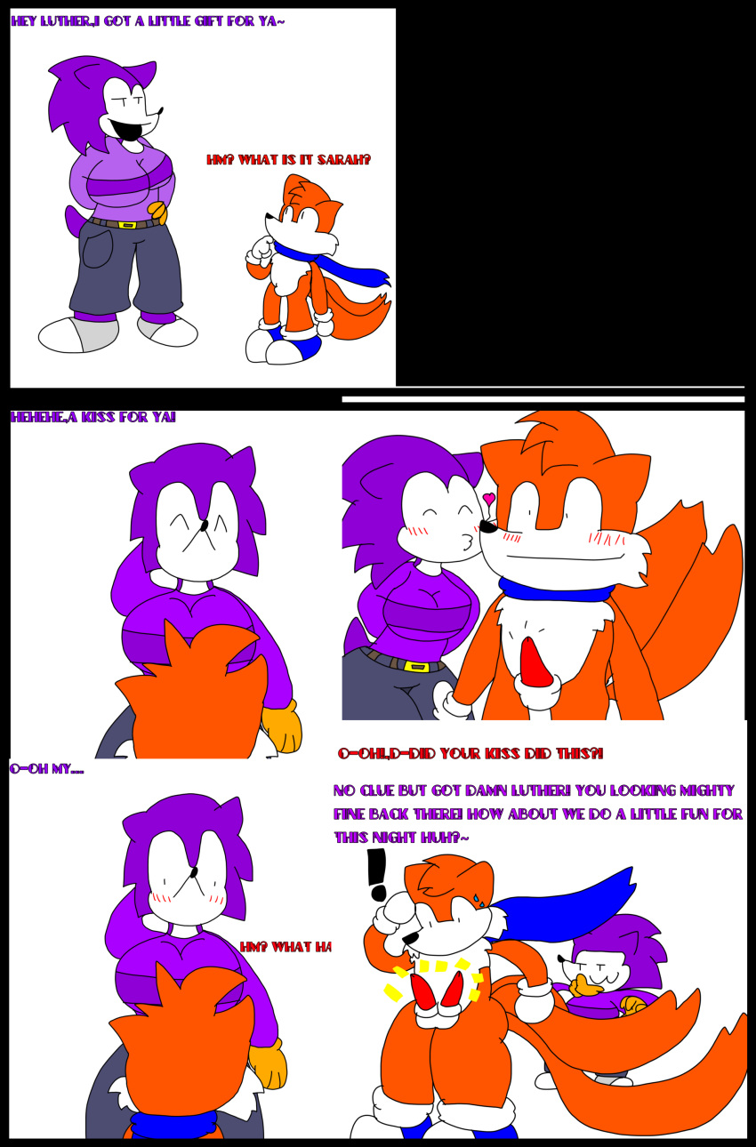 absurd_res anthro big_breasts big_butt breasts butt comic cursed duo female genitals hi_res hornyhedgehog3 kissing luther male male/female needlemouse penis sarah_(disambiguation) sega ship sonic_the_hedgehog sonic_the_hedgehog_(series) thick_thighs vehicle watercraft