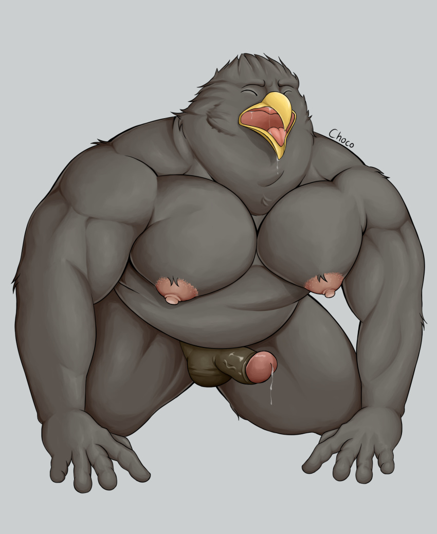accipitrid accipitriform avian beak biceps big_biceps big_muscles big_pecs big_triceps bird black_body black_feathers bodily_fluids brown_body brown_feathers chococlass chubby_male dripping eagle erection eyebrows eyes_closed feathers genital_fluids genitals gentleman golden_eagle hi_res huge_muscles huge_pecs humanoid_genitalia humanoid_penis leaking_precum male moobs musclegut muscular muscular_male nipples obese obese_male open_beak open_mouth overweight overweight_male pecs penis pink_nipples precum precum_drip precum_string roey_(chococlass) saliva saliva_drip saliva_on_tongue screaming slightly_chubby solo triceps true_eagle yellow_beak