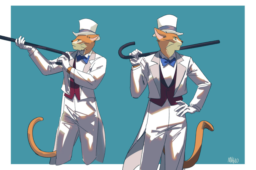 5_fingers anthro baron_humbert_von_gikkingen biped blue_bow_tie blue_neckwear bottomwear bow_tie cane closed_frown clothed clothing coattails countershade_face countershading digital_media_(artwork) domestic_cat felid feline felis fingers formal_wear frown fully_clothed fur ghibli gloves green_eyes hand_on_hip handwear hat headgear headwear holding_cane holding_object humanoid_hands jacket kemono kkron_m light_bottomwear light_clothing light_gloves light_handwear light_hat light_headwear light_jacket light_pants long_sleeves male mammal monotone_bottomwear monotone_clothing monotone_ears monotone_eyes monotone_gloves monotone_handwear monotone_hat monotone_headwear monotone_inner_ear monotone_jacket monotone_pants monotone_tail monotone_topwear monotone_vest mouth_closed multicolored_body multicolored_fur open_clothing open_jacket open_topwear orange_body orange_ears orange_fur orange_tail pants pink_inner_ear portrait pupils red_clothing red_topwear red_vest skinny_tail slit_pupils solo standing tan_body tan_countershading tan_fur the_cat_returns three-quarter_portrait top_hat topwear two_tone_body two_tone_fur vest whiskers white_bottomwear white_clothing white_gloves white_handwear white_hat white_headwear white_jacket white_pants white_topwear