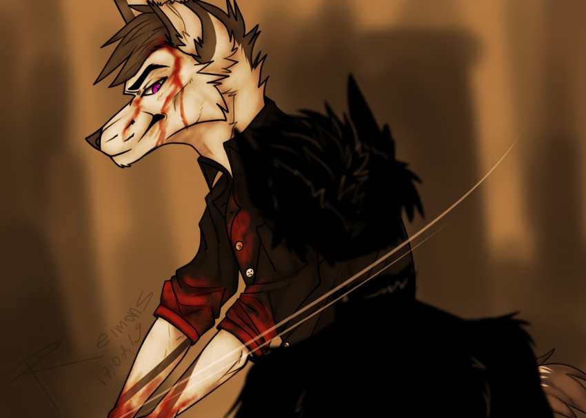 anthro blood bodily_fluids canid canine canis decapitation fight kori_rain male mammal reimons solo wolf