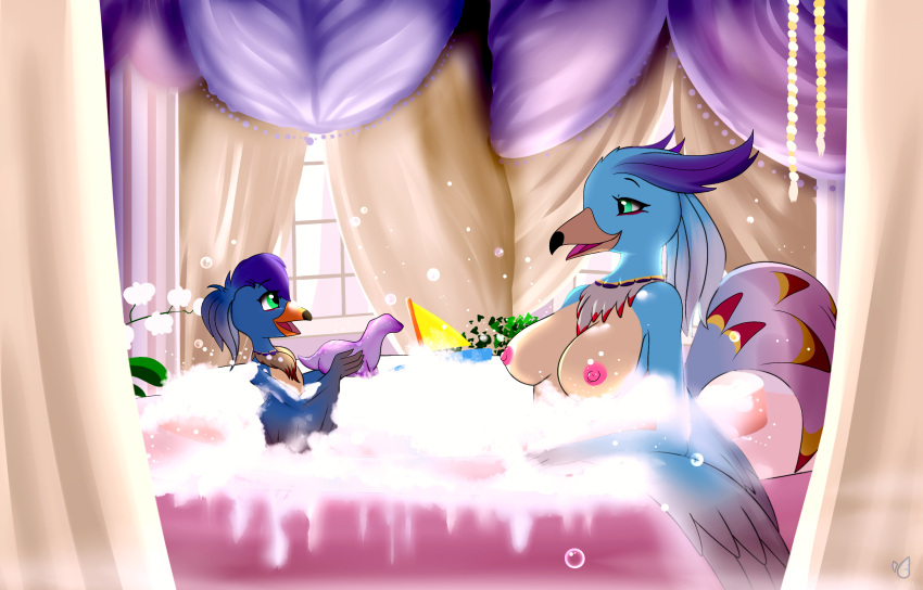 anthro avian bath_toy bathing big_breasts bird blitz_games bludraconoid breasts bubble_bath child corvid countershade_torso countershading curtains_open daughter duo family_bonding feather_hair feathers female flower hi_res infogrames looking_at_another looking_at_parent looking_at_relative maggie_(zapper:_one_wicked_cricket) magpie_(corvid) mansion meghan_scott mother mother_and_child mother_and_daughter nipples non-sexual_nudity nude open_mouth open_smile oscine parent parent_and_child passerine plant pseudo_hair rubber_toy smile soap_bubbles social_nudity suds young zapper:_one_wicked_cricket