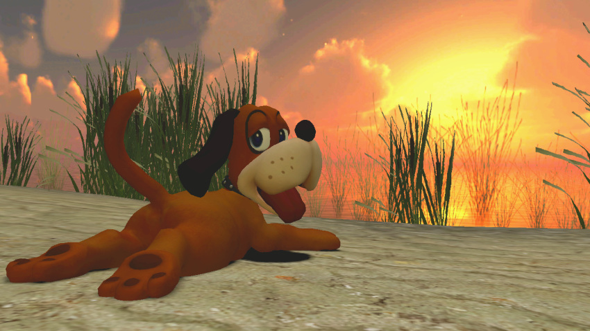 3d_(artwork) breath butt canid canine canis digital_media_(artwork) domestic_dog duck_hunt duck_hunt_dog feral garry's_mod hindpaw looking_at_viewer male mammal mr.whiskas nintendo panting paws raised_tail solo video_games