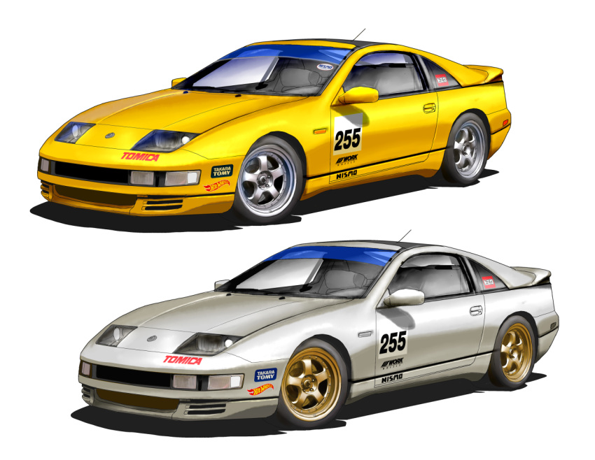 asterozoa car ground_vehicle headlight hot_wheels logo motor_vehicle nissan nissan_300zx no_humans original shadow sports_car variations vehicle_focus white_background