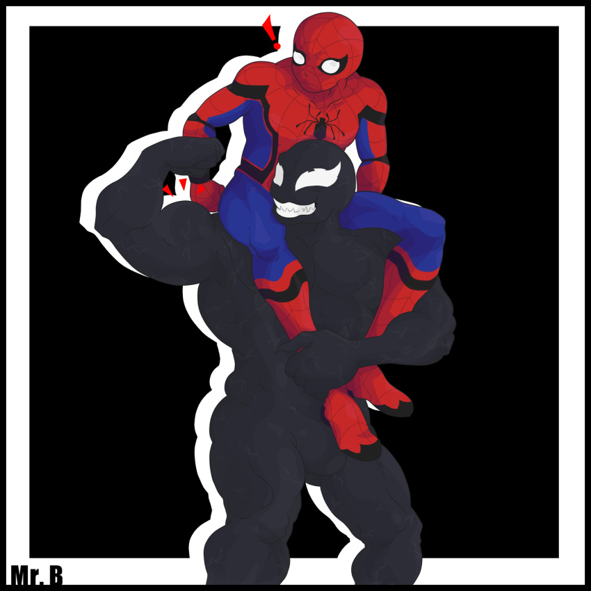 alien carrying carrying_partner duo hi_res human humanoid male male/male mammal marvel mr.brapion muscular muscular_male on_shoulders spider-man_(character) spider-man_(series) symbiote venom_(marvel)