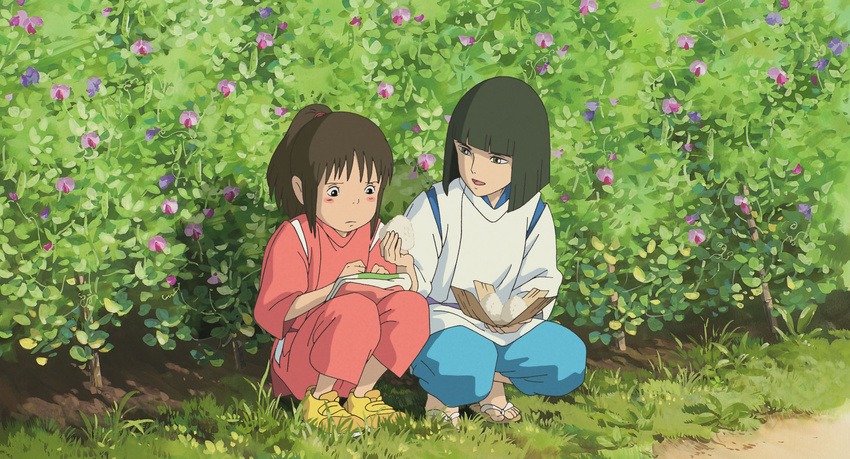 cap flowers ghibli nigihayami_kohaku_nushi ogino_chihiro sen_to_chihiro_no_kamikakushi